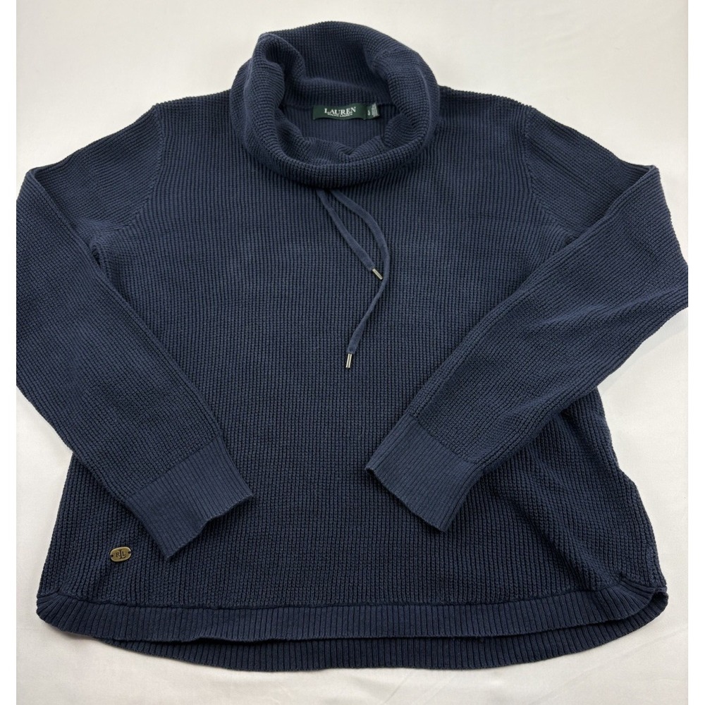 RALPH LAUREN Navy Blue Long Sleeve Pullover Sweater Women's Large - Picture 2 of 11